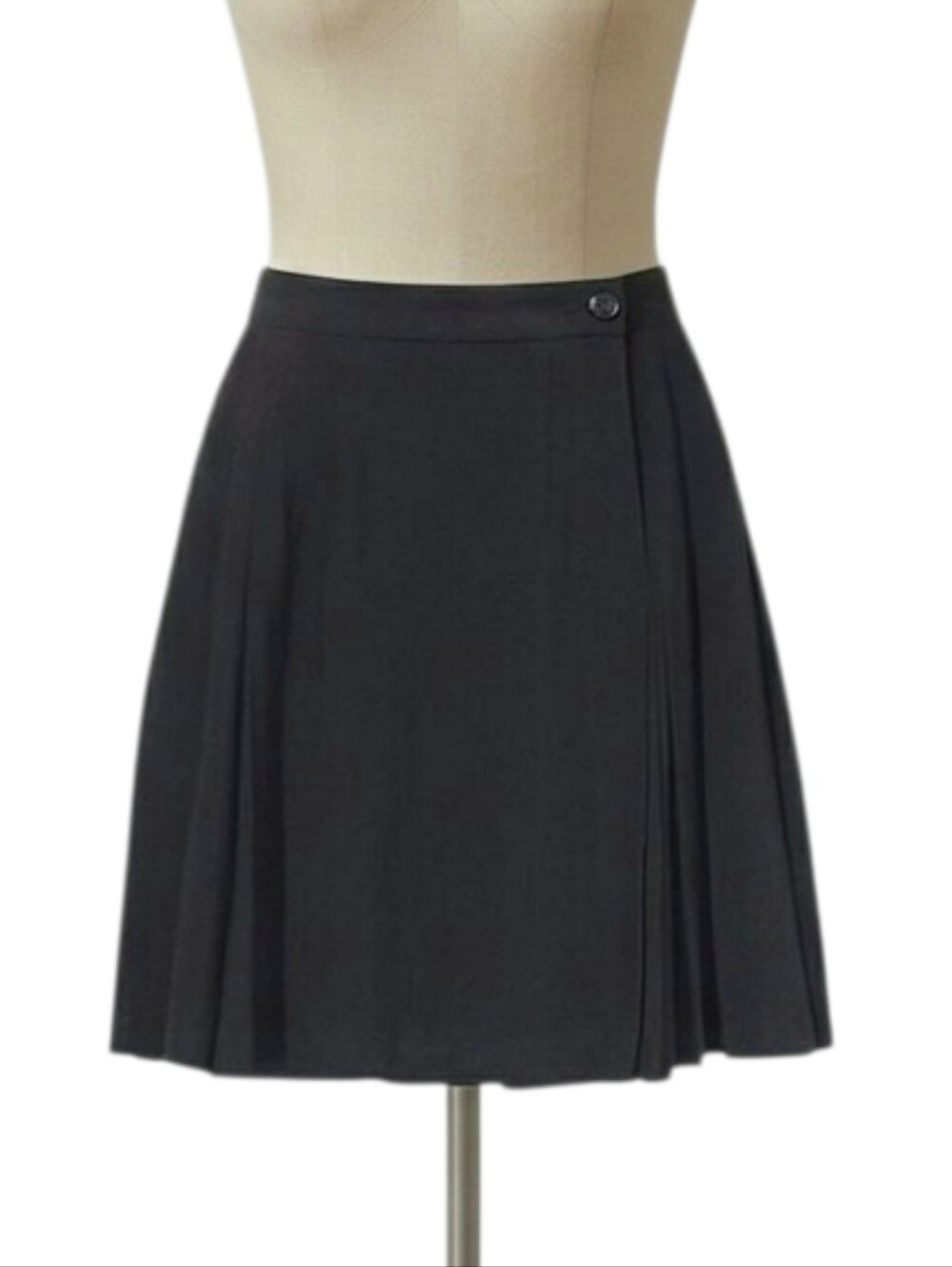 CLUB MONACO Black Wool Blend Pleated Wrap Skirt Women's Size M